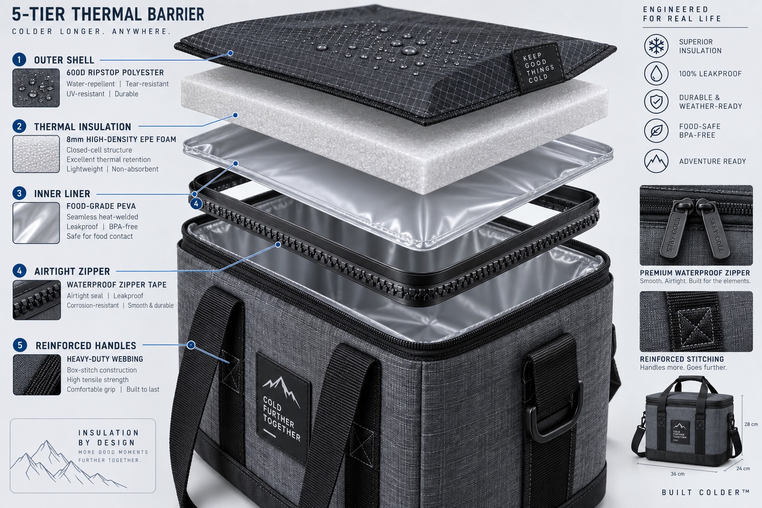 WIDEWAY Insulated Cooler Bag Collection 3D Technical Exploded Anatomy Diagram